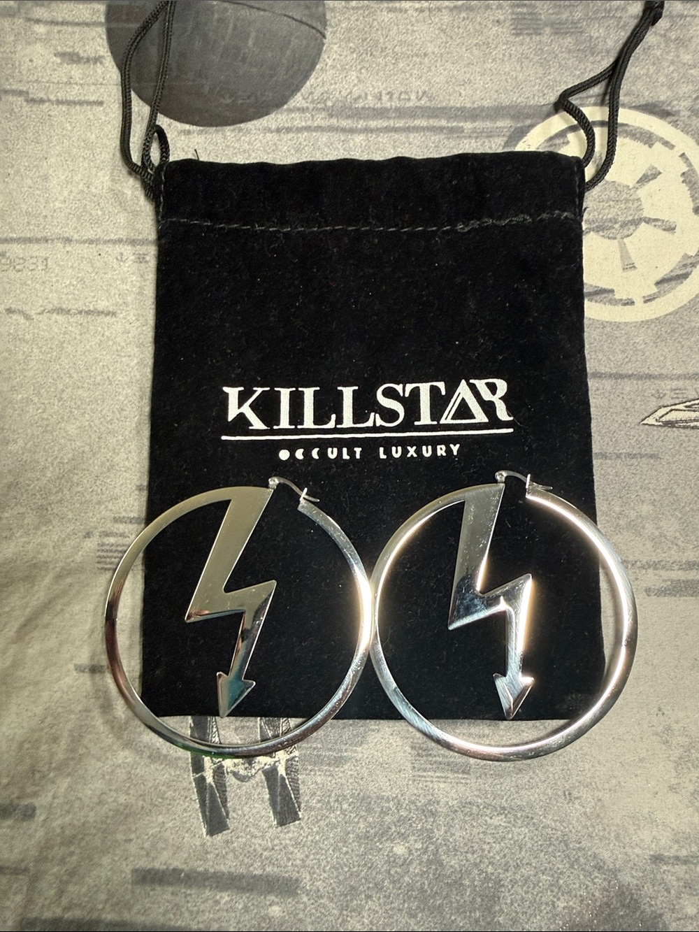 KILLSTAR X MARILYN MANSON SHOCK LOGO HOOP EARRINGS RARE!
